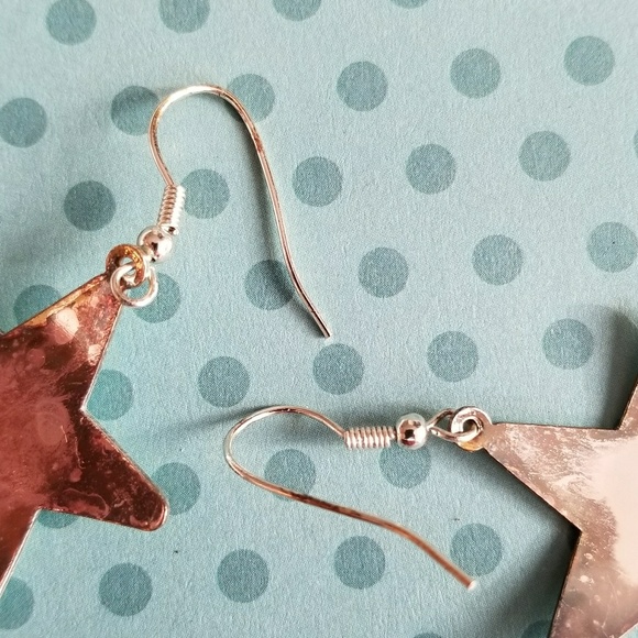 Relisted- -vintage silver star earrings dangly celestial - Picture 6 of 6